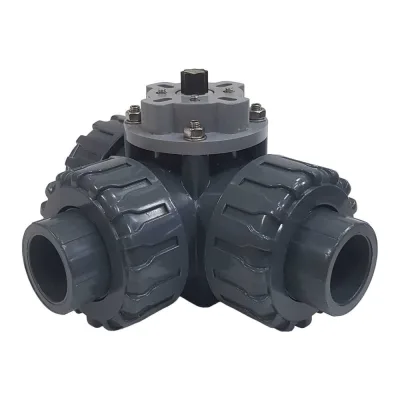 Трехходовой шаровой кран TECHNO 3025T-PVC ПВХ, под привод DN25, рабоч. темп. -10~50C 655325