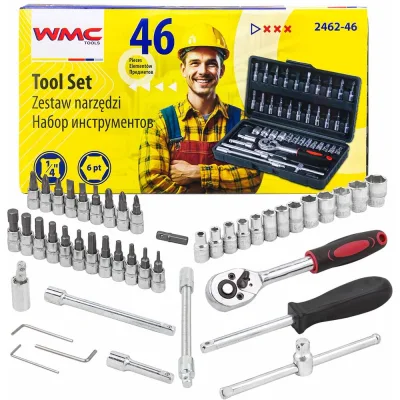 Набор инструмента WMC TOOLS 46 предметов 1/4 (6-гран.)(4-14мм) WMC-2462-46(60245)