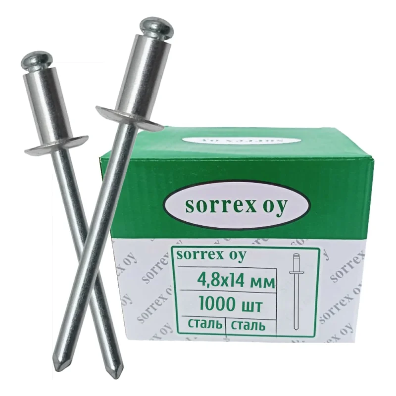 Заклепка вытяжная SORREX 4,8x14 мм OY, 1000 штук SSD 48140