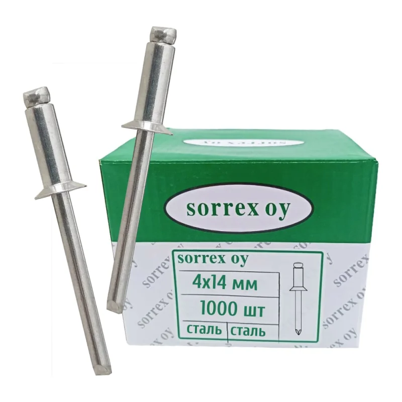 Заклепка вытяжная SORREX потайная сталь/сталь 4.0x14 (1000штук) SSK 40140