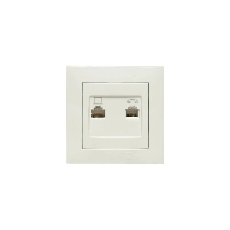 Розетка EKF валенсия RJ-45 RJ11 2-местная белая PROxima EWK02-035-30