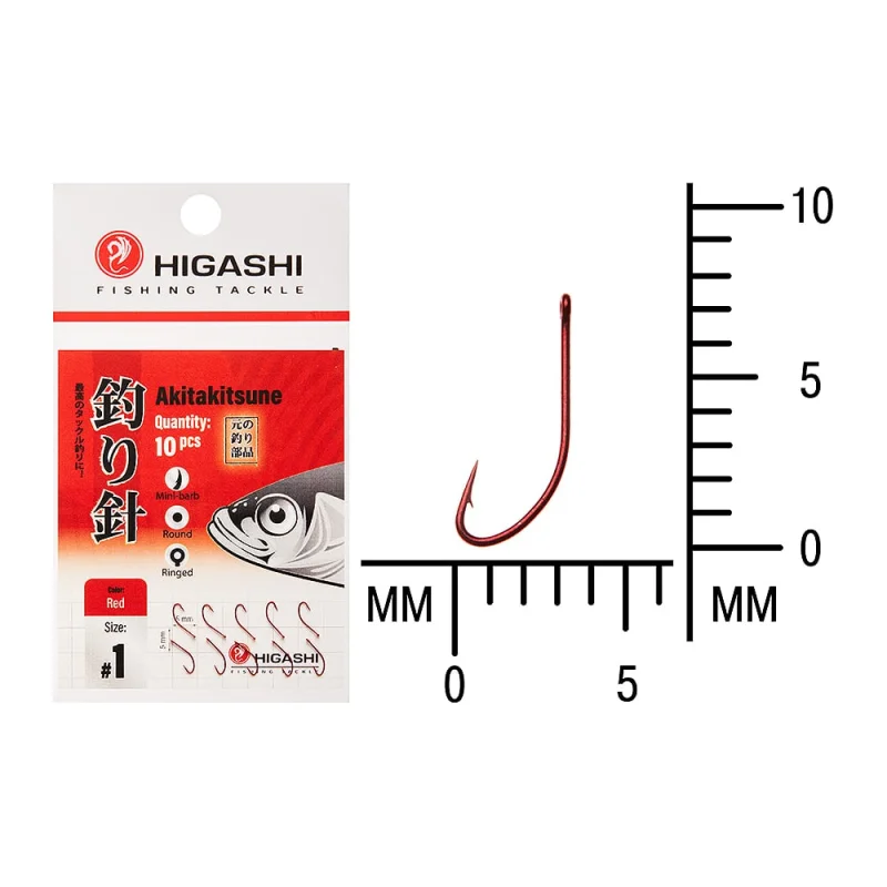 Крючок HIGASH Akitakitsune ringed #1 Red 04895