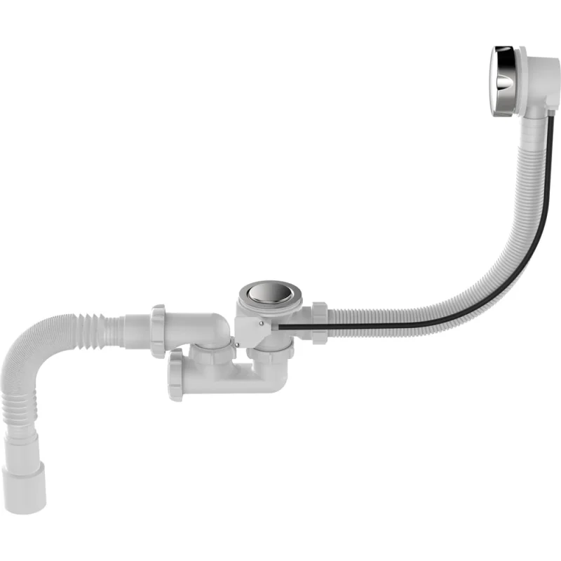 Сифон для ванны Aquant 1 1/2"х40 с выпуском и переливом, 40x40/50 полуавтомат V312-18-MR