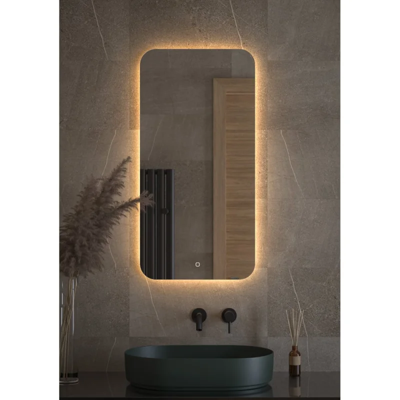 Зеркало DEFESTO с LED-подсветкой 50x100 см Сенсорный выключатель, Теплый белый свет OPTI DF 2815S