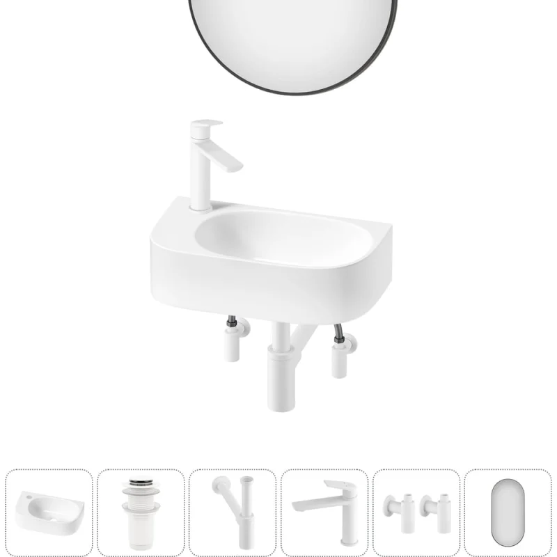 Комплект 6 в 1 Wellsee Lavinia Boho Bathroom Sink накладная/подвесная раковина 40x22 см 20219754R