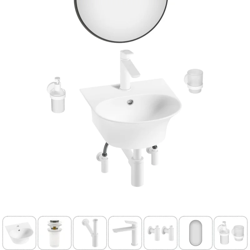 Комплект 7 в 1 Wellsee Lavinia Boho Bathroom Sink накладная/подвесная раковина 34x36 см 20219912R
