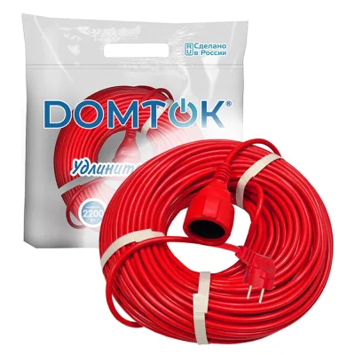Удлинитель-шнур DOMTOK ПВС 3*1, 2,2кВт, заземляющий контакт, 50м 2495