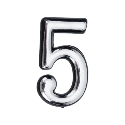 Цифра 5 Левша (50 мм; пластмасса клеящаяся; хром) У4-9105.Х