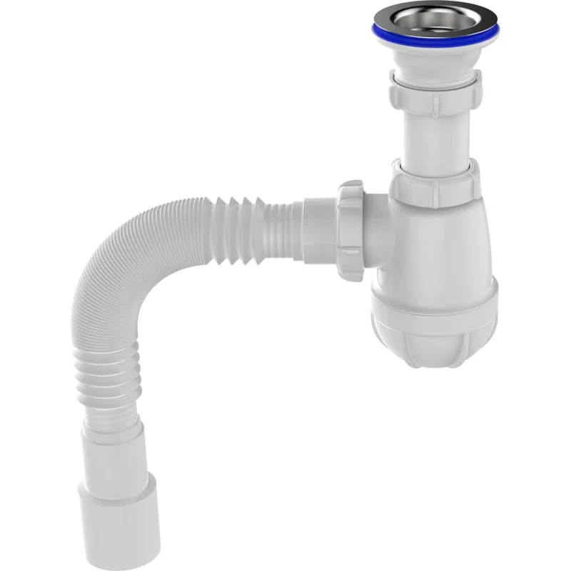 Сифон для кухни Aquant 1 1/2"х40 с металлической решеткой с гофротрубой 40x40/50 B0115-30-MR