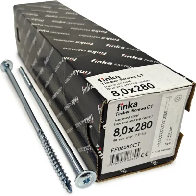 Шурупы конструкционные Finka Timber Screws CT 8,0x280 TX40 (Голубой цинк, тарелка, 50шт) FF08280CT