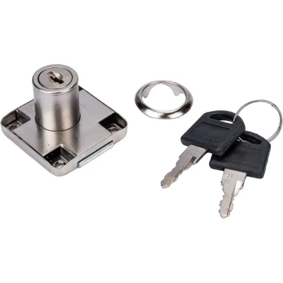 Врезной замок для ДСП Mebax хром, 19 мм 00-00002161