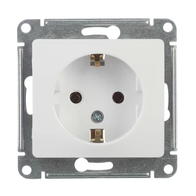 Розетка Systeme Electric Glossa встраиваемая белая с заземлением (GSL000143)