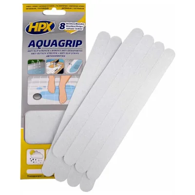 Лента безопасности HPX AQUA GRIP, 20 мм х 240 мм х 8 шт, прозрачная, AG2024