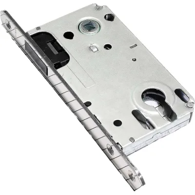 Корпус замка с магнитной защелкой Doorlock DL441M/С/50/85/18/SN, матовый никель, под цилиндр, бэксет 50 мм, межосевое расстояние 85 мм 75303