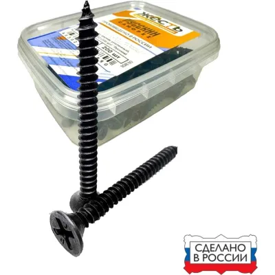Саморез по металлу усиленный ЖЕСТЬ "Русский Саморез", черный, 3,5x41, 200 шт., контейнер УТ-00010860