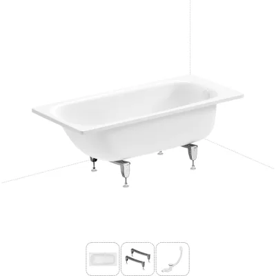 Стальная ванна 150х70 см с шумоизоляцией Sanitana BLB Universal 20220686R в наборе 3 в 1 20220686R