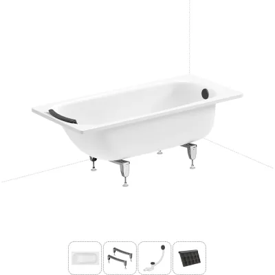 Стальная ванна 150х70 см с шумоизоляцией Sanitana BLB Universal 20220691R в наборе 4 в 1 20220691R