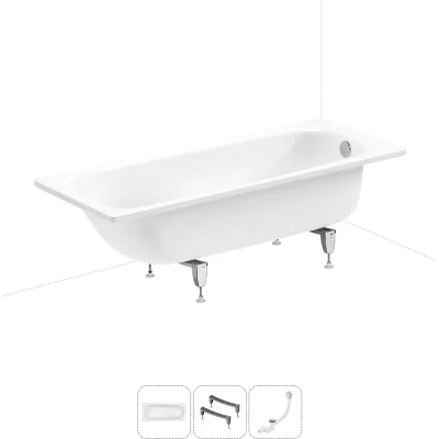 Стальная ванна 170х75 см с шумоизоляцией Sanitana BLB Universal 20220733R в наборе 3 в 1 20220733R
