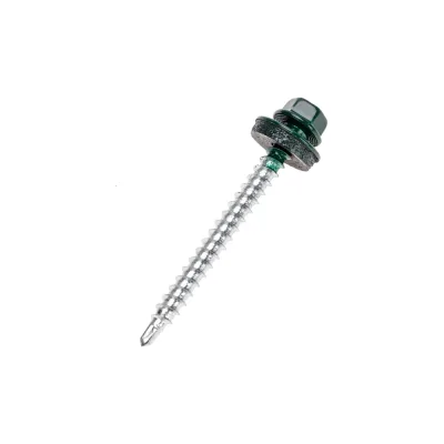 Саморез кровельный KRANZ 4,8x50мм, окрашенный, зеленый RAL 6005, 150 шт 1204-4850-3