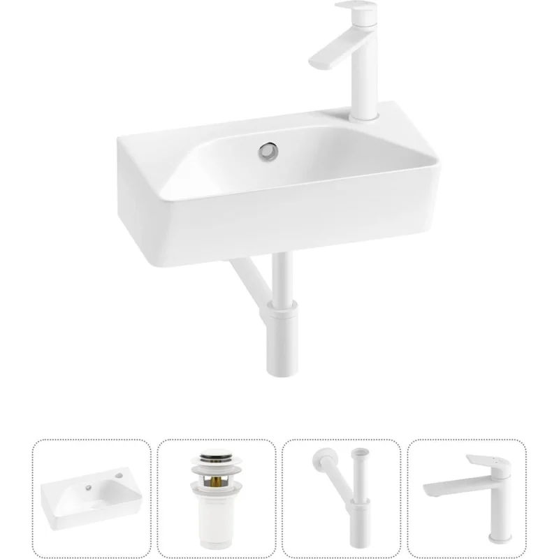 Комплект Wellsee 4 в 1 Lavinia Boho Bathroom Sink накладная/подвесная раковина 40x22 см 20216424R