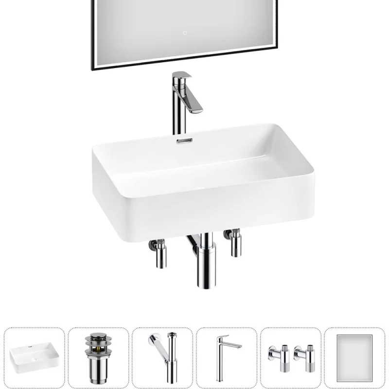 Комплект Wellsee 6 в 1 Lavinia Boho Bathroom Sink накладная раковина 60x39 см 20219337R