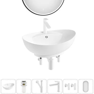 Комплект Wellsee 6 в 1 Lavinia Boho Bathroom Sink накладная раковина 59x39 см 20219292R