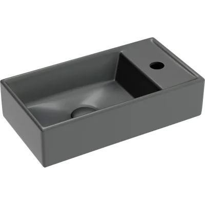 Умывальник подвесной прямоугольный Ceramicanova Element чаша слева, отверстие под смеситель справа, темный антрацит матовый, 407х217х100 мм CN6051LMDH