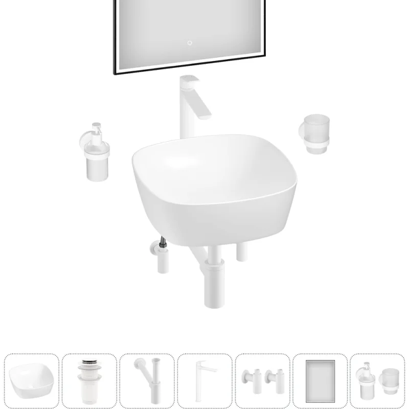 Набор Wellsee 7 в 1 Ground Breaking накладная раковина 40x40 см 337 20218592R