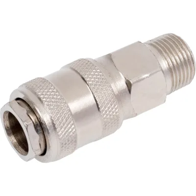 Быстроразъем пневматический с клапаном с наружной резьбой 3/8" Partner PA-SE1-3SM(9212)