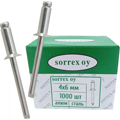 Заклепка вытяжная SORREX потайная алюминий/сталь 4.0x6 1000 штук 2ASK 40600