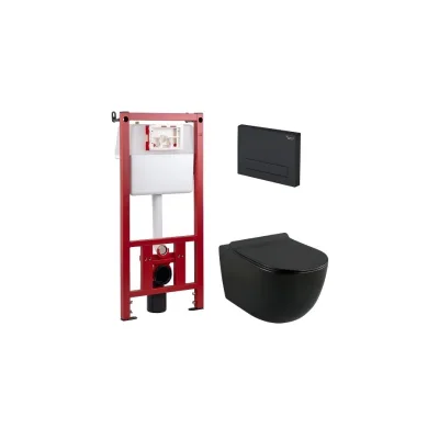 Комплект инсталляции Corsa Deco CX с унитазом Lavelly Classic Black с кнопкой черной и сиденьем дюропласт микролифт