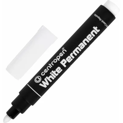Маркер перманентный ОФИСМАГ БЕЛЫЙ CENTROPEN, круглый наконечник, 2,5 мм, 8586, 5 8586 0100 151141