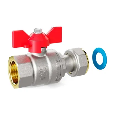 Шаровой кран LD Pride 47.20.В-НкГк.Б (red) с накидной гайкой LD 47.396.20 R
