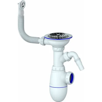 Сифон Unicorn B431V 3 1/2х40 с круглым переливом, с носиком винт, шток, ручка - латунь 533282