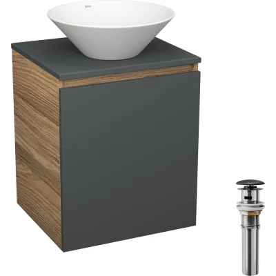 Тумба Bauedge Bau Dream Blackwood 50 графит, раковина BAU Dream D43, выпуск клик-клак, черный SD4067