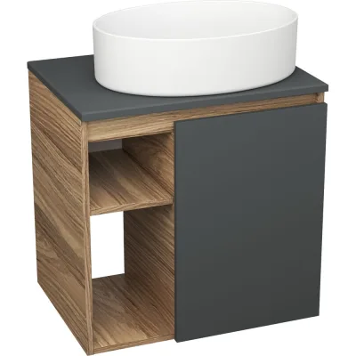 Тумба Bauedge Bau Dream Blackwood 60 правая, графит, раковина BAU Nimb 50х36 SD4225