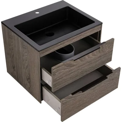База под раковину Chiara 2D 600 подвесная, 2 выкатных ящика soft-close, R.Oak. VINCEA VMC-2C2600RO