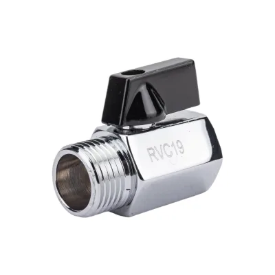 Прямой кран для бытовой техники Rvc (15) 1/2 г х 1/2 ш, мини (ручка черная) 13549