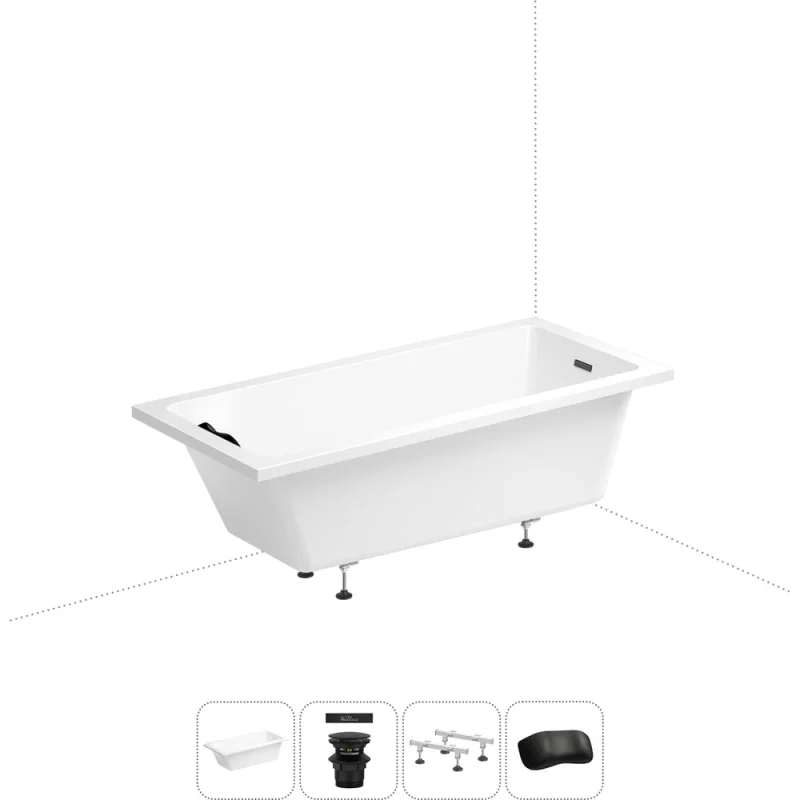 Акриловая ванна Wellsee 165х80 см FreeDom 2.0 в наборе 4 в 1 20212812R