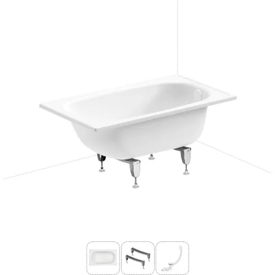 Комплект 3 в 1 Sanitana BLB Europa 2,2 стальная ванна 120x70 с ножками и сифоном 20220574R