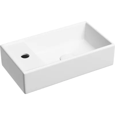 Умывальник подвесной прямоугольный Ceramicanova Element чаша справа, отверстие под смеситель слева, белый матовый, 407х217х100 мм CN6051RMW