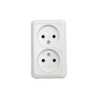 Двойная розетка IN HOME BOLLETO белая накладная 7102 4680005959822
