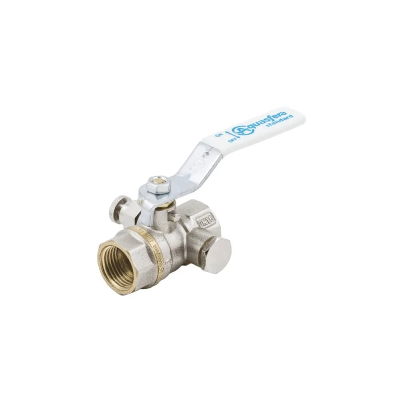 Кран шаровой латунный Aquasfera 1132 Standard никелированный, Ду15, Ру40, муфта/муфта, рычаг, с воздухоотводчиком 1132-01 107-8253