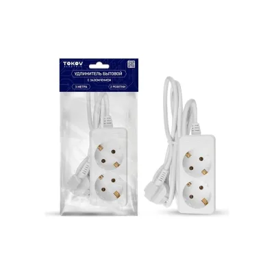 Удлинитель TOKOV ELECTRIC 2x3м с заземл. 10а 3x0.75 TKE-C01-BU2-3-075-Z