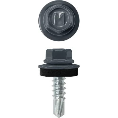 Кровельный саморез Rizzel 4,8x19 RAL 7016 сверло №2, 400 шт 00000351315