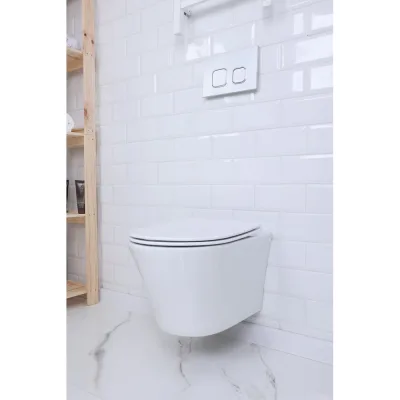 Унитаз подвесной Alcora Chic Tornado безободковый с сиденьем DPL, e-off, slim, lift, белый 39859