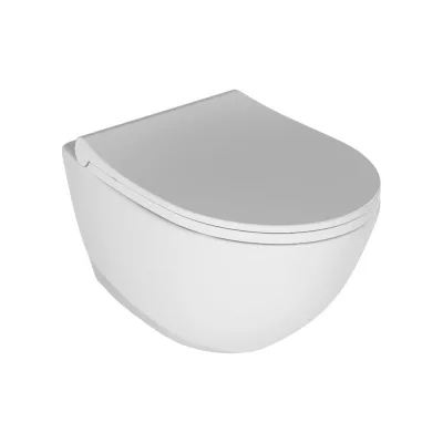 Подвесной безободковый унитаз Quarter Bath Concorde с легкосъмным сиденьем дюропласт, микролифтом, цвет белый 70CO03052+30SCR.03.02.03