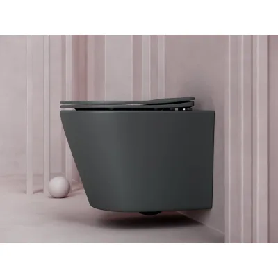 Подвесной унитаз Ceramicanova Balearica Rimless темный антрацит матовый CN6000MDH