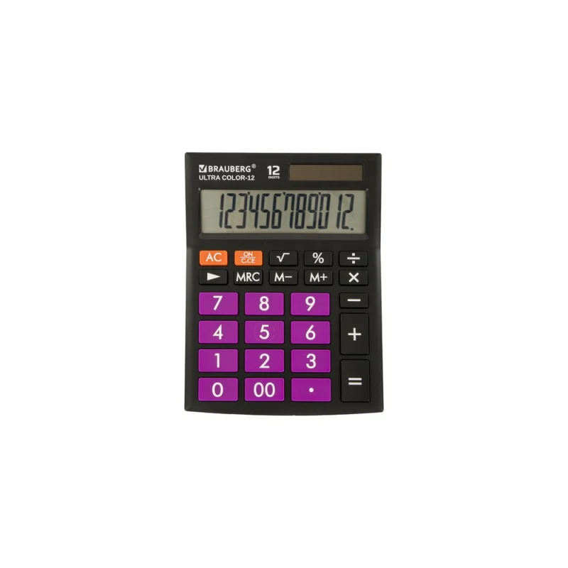 Настольный калькулятор BRAUBERG ULTRA COLOR-12-BKPR 192x143 мм,12 разрядов, черно-фиолетовый 250501