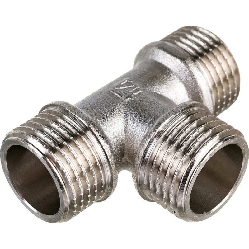 Тройник латунный Ду15 (1/2") Н-Н-Н никелированный STI D190-00073 3505